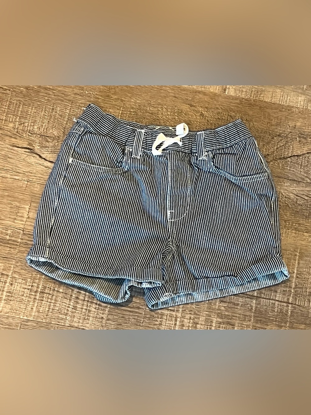Tea girls 4 Striped Drawstring Casual Shorts - Navy & White
